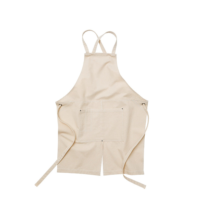 1384 - Washed Canvas and Twill Apron - Ecru