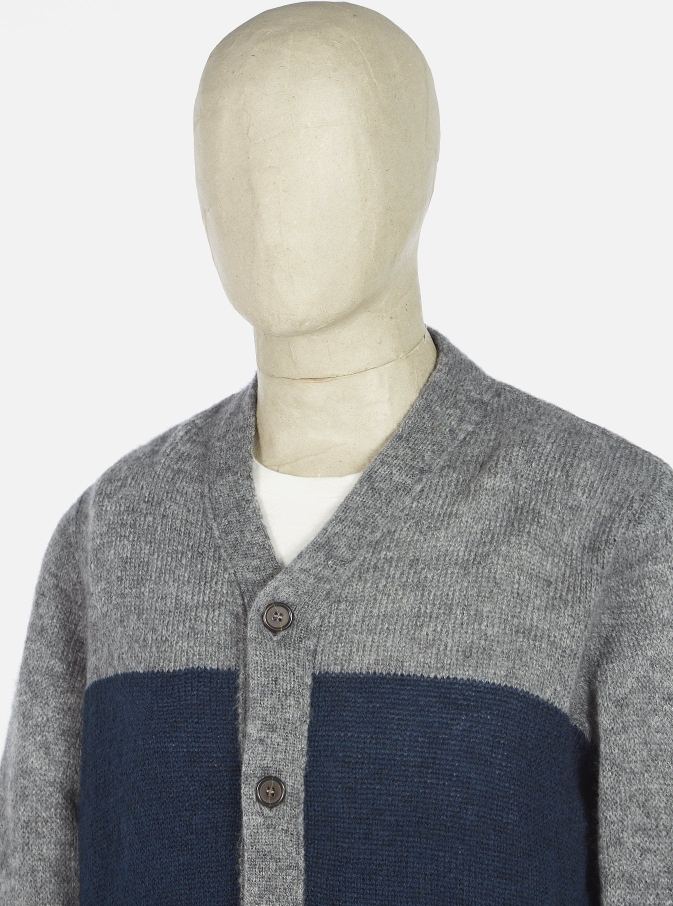 Stripe Cardigan in Grey Mohair Knit