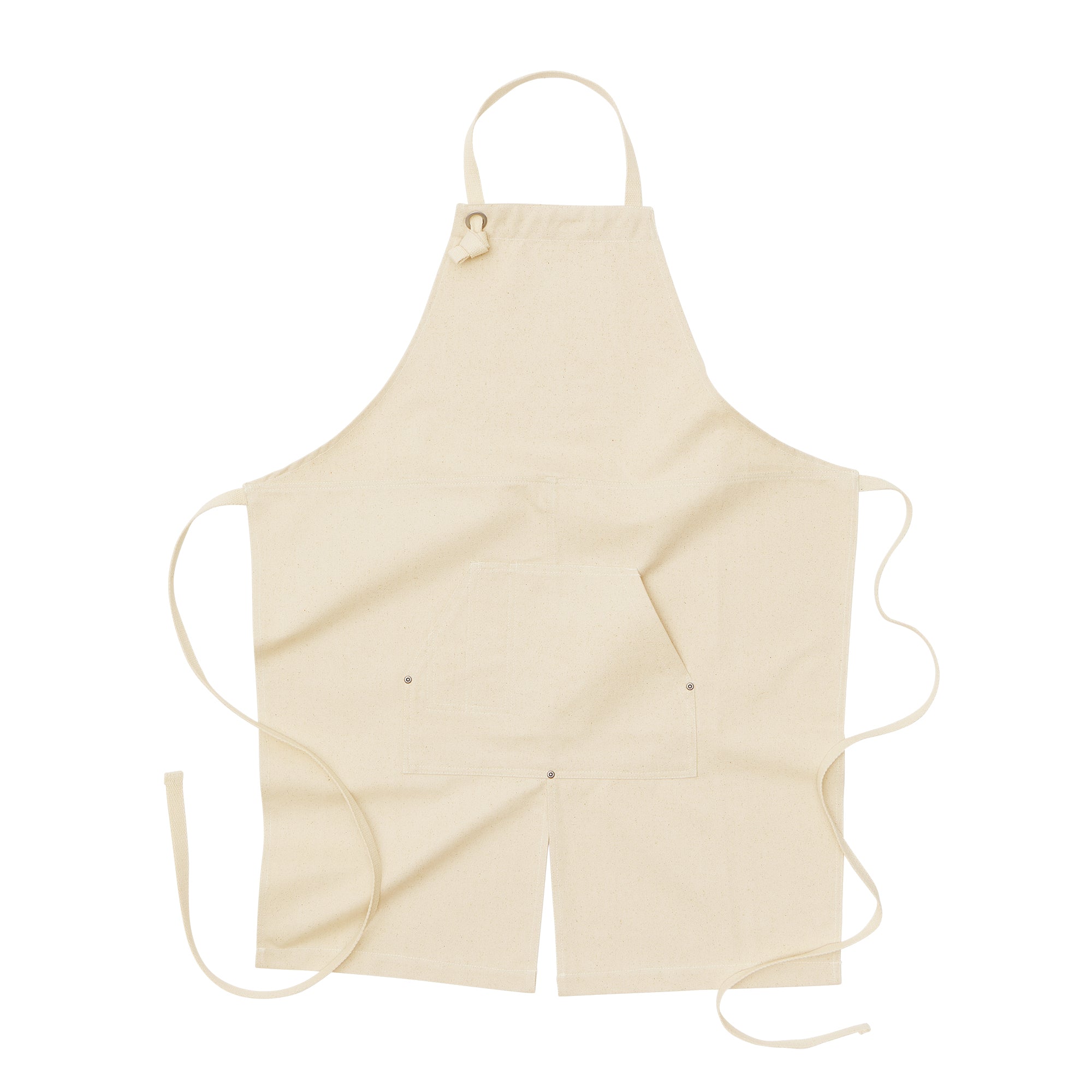 1385 - Washed canvas and twill apron - Ecru
